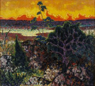 Landscape with a red cloud by Konrad Mägi