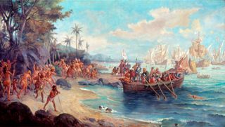 Landing of Pedro Álvares Cabral in Porto Seguro, in 1500 by Oscar Pereira da Silva