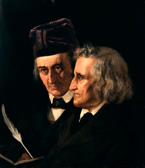 Doppelportrait der Brüder Jacob und Wilhelm Grimm by Jerichau-Baumann by Elisabeth Baumann