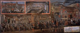 Entrada del Virrey arzobispo Morcillo en Potosí by Melchor Pérez de Holguín