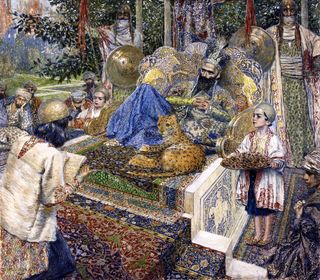 Ferdowsi is reading "Shahnameh" poem to Shah Mahmud of Ghazni by Vardges Sureniants