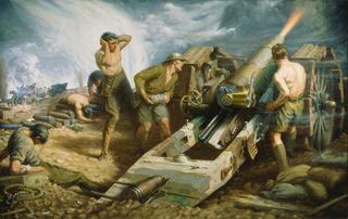 Canadian Artillery in Action by Kenneth Forbes