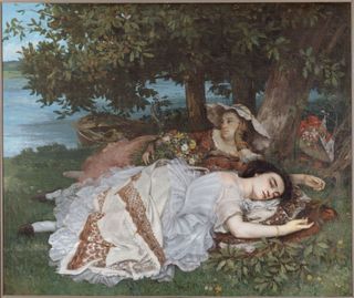 Young Ladies Beside the Seine by Gustave Courbet
